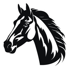 Horse head silhouette icon in black color. Vector template.