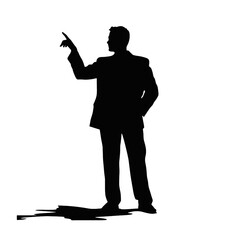 silhouette of a man pointing at something