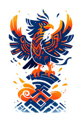 Fiery Phoenix Illustration in Tribal Style.
A bold and vibrant tribal-style phoenix illustration, perfect for dynamic graphics and symbolic design use.