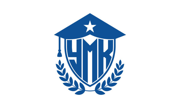 YMK three letter iconic academic logo design vector template. monogram, abstract, school, college, university, graduation cap symbol logo, shield, model, institute, educational, coaching canter, tech