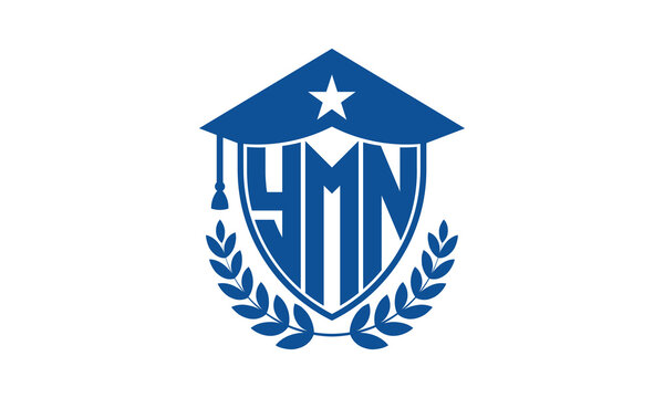 YMN three letter iconic academic logo design vector template. monogram, abstract, school, college, university, graduation cap symbol logo, shield, model, institute, educational, coaching canter, tech
