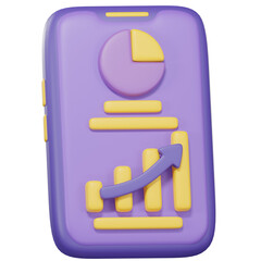 mobile isolated.  funding business graph on application under creative solution concept in 3D. 3d trading for business investment-