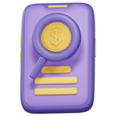 Smartphone with dollar sign on the screen. Mobile payment services, finances app, financial banking technology concept. 3d  icon. Cartoon minimal style.