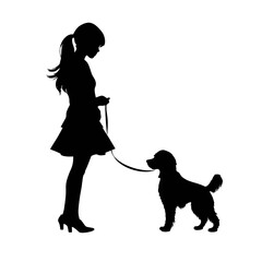 silhouette of a person with a dog