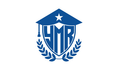 YMR three letter iconic academic logo design vector template. monogram, abstract, school, college, university, graduation cap symbol logo, shield, model, institute, educational, coaching canter, tech