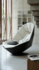 A futuristic-inspired armchair with angular lines and high-tech features, epitomizing modern design innovation.