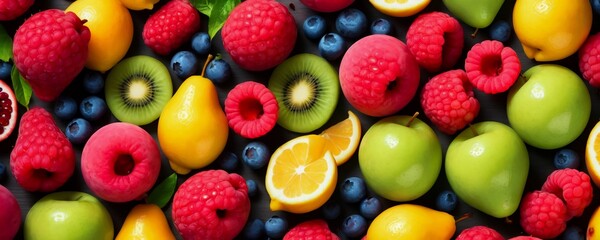 Fototapeta na wymiar abstract colourful fruits background , fruits website banner background