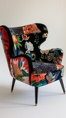 A statement-making accent chair with bold patterns and vibrant colors, adding personality to a modern interior scheme.