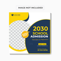 Back to School admission by social media post banner template Design. Kids School social media banner, School Students Admission social media post.