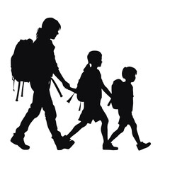 Back to school kids silhouette