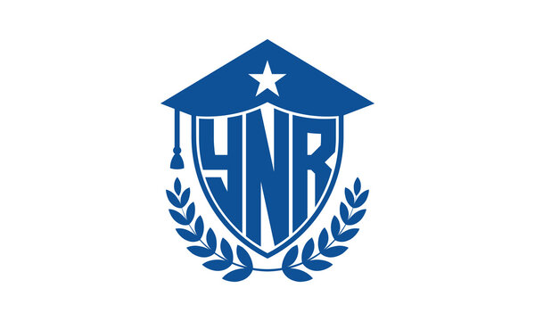 YNR three letter iconic academic logo design vector template. monogram, abstract, school, college, university, graduation cap symbol logo, shield, model, institute, educational, coaching canter, tech