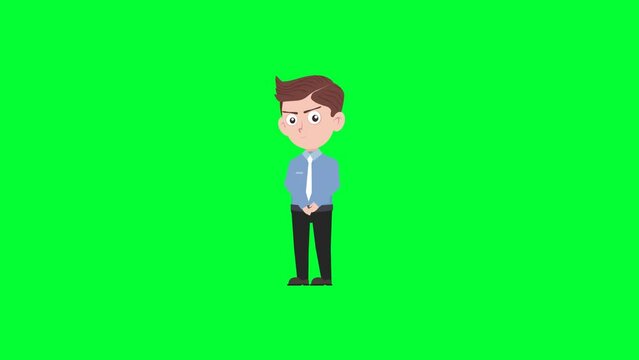 Cartoon character shiver reaction background and 2d animation 4k, cartoon man, businessman shiver, animated boy shivering