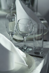 Plate with glasses decorated on the table