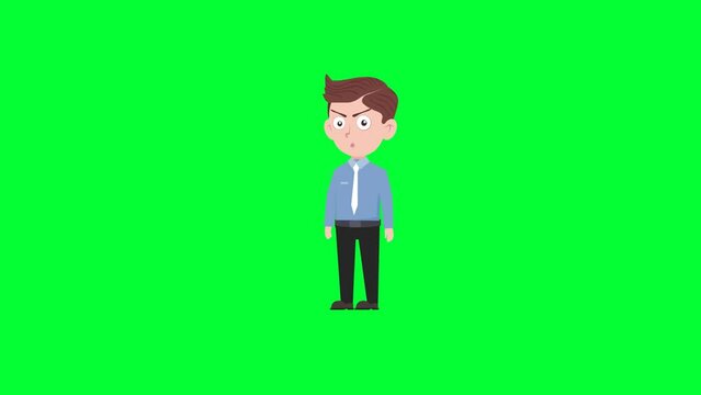 Cartoon character wrath reaction background and 2d animation 4k, cartoon man, businessman, animated boy