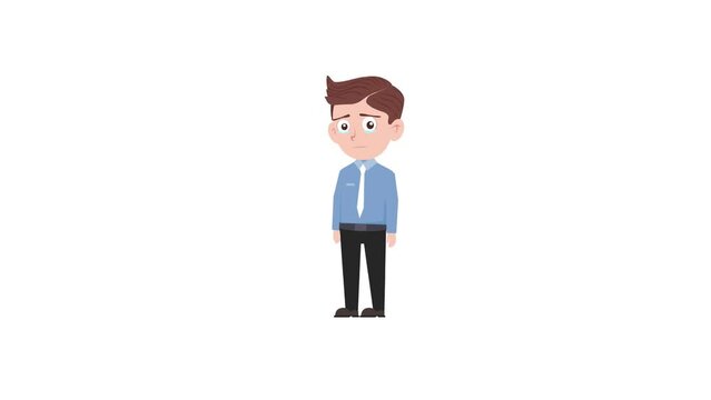 Cartoon character sob reaction background and 2d animation 4k, cartoon man, businessman sobbing, animated boy