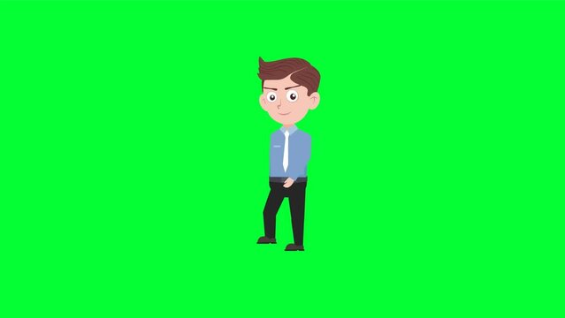 Cartoon character stepping walk reaction background and 2d animation 4k, cartoon man, businessman stepping, animated boy walk
