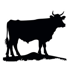 silhouette of a cow