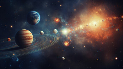 Obraz na płótnie Canvas A backdrop of a solar system with planets