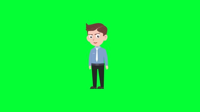 Cartoon character talk and stunning reaction background and 2d animation 4k, cartoon man, businessman talking and stunning, animated boy