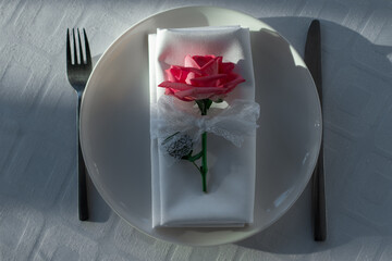 Plate with glasses decorated on the table