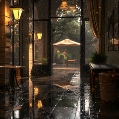 The lighting to reflect the unique ambiance of a rainy day. 