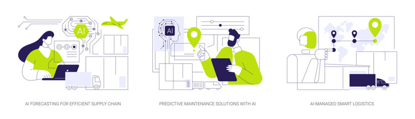 AI in Supply Chain Management abstract concept vector illustrations.