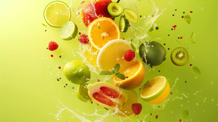 Full of energy explosion of fruits and vegetables