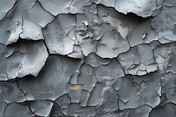 Gray wall with a cracked plaster texture, abstract background of an old wall.