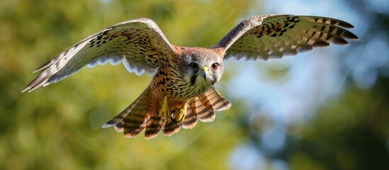 Obraz premium The kestrel symbolizes skillful hunting and elegance in flight.