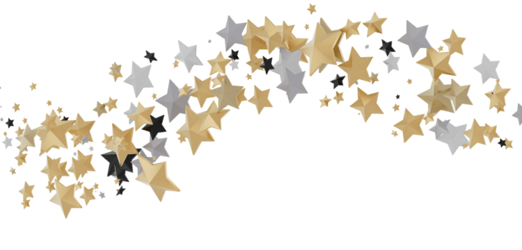 Stars - Holiday golden decoration, glitter frame isolated -