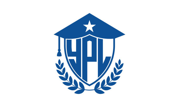 YPL three letter iconic academic logo design vector template. monogram, abstract, school, college, university, graduation cap symbol logo, shield, model, institute, educational, coaching canter, tech