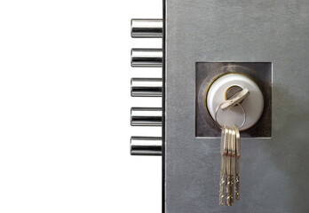 interior door lock with keys isolated