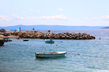 Fototapeta na wymiar Summer day on the beautiful beach in Brela, Croatia.