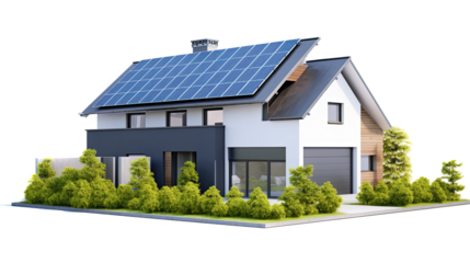 https://s.mj.run/Fi0XFvju0ZQ Modern house with garage and solar panels on roof, isolated on white background --ar 16:9 --v 5.2 Job ID: 3b07c96d-8e27-4c37-99e3-eed8483ba69c