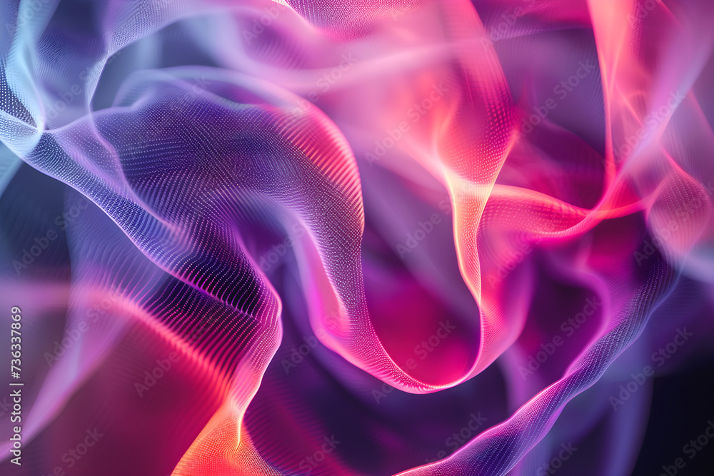 Poster abstract neon background with glowing circle lines. futuristic technology using dots