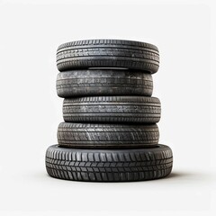 Fototapeta na wymiar A stack of car tires. Isolated on transparent background.