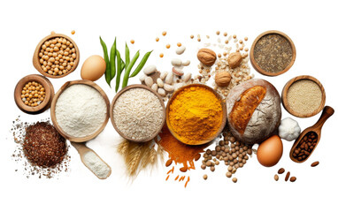 Diverse International Food Ingredients for World Food Day On Transparent Background.