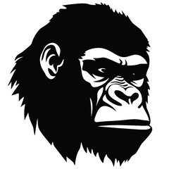 black and white illustration of a gorilla