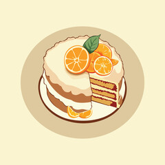 Orange Delight. Vector Graphic of a Sumptuous Orange Cake.