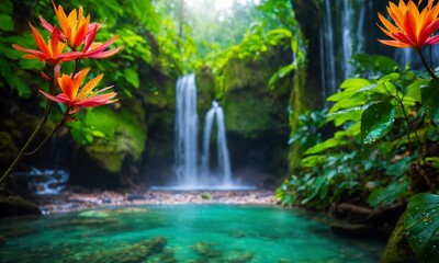 River deep in mountain forest, amazing nature