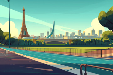 AI Generated Image. Illustration of International sports competition in France with empty space - 736342440