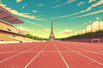 AI Generated Image. Illustration of International sports competition in France with empty space - 736342464