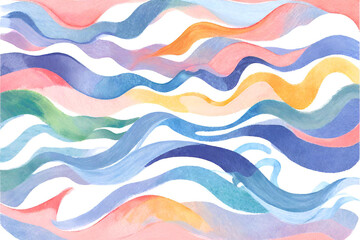 Watercolor curves and lines background, Colorful background curves and lines