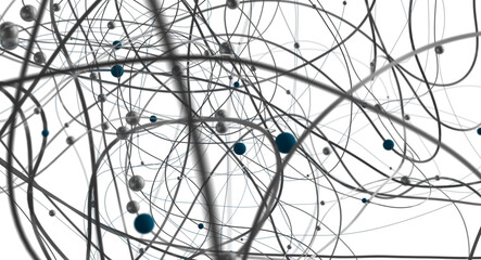 Big data visualization. Network connection structure with chaotic distribution of points and lines....