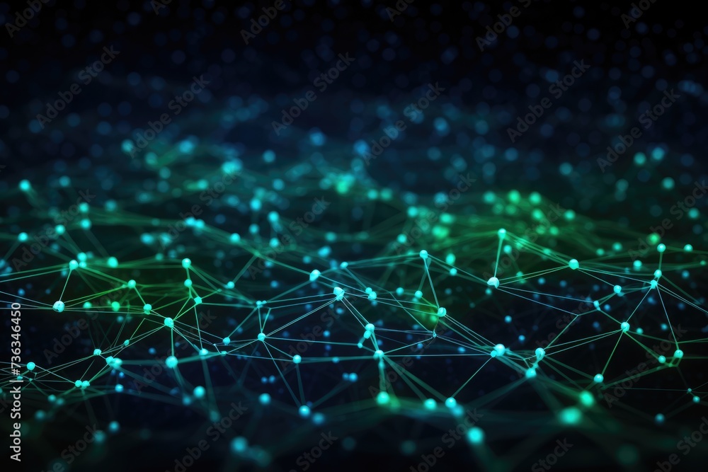 Poster connection structure. 3d rendering , abstract polygonal space low poly dark background with connecti