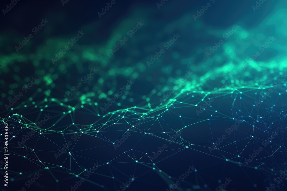 Fototapete connection structure. 3d rendering , abstract polygonal space low poly dark background with connecti