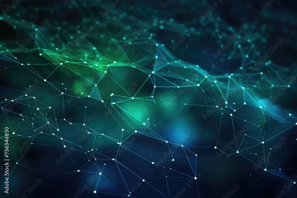 Poster connection structure. 3d rendering, abstract polygonal space low poly dark background with connectin