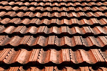 Background, texture of the roof covered with tiles