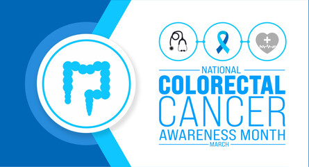 March is Colorectal Cancer Awareness Month background template. Holiday concept. use to background, banner, placard, card, and poster design template with text inscription and standard color. vector 