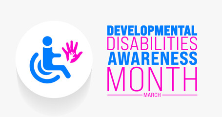 March is Developmental Disabilities Awareness Month background template. Holiday concept. use to background, banner, placard, card, and poster design template with text inscription and standard color.